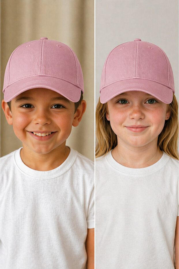 Girl's - Boy's Colorful Flat Hat Powder Pink