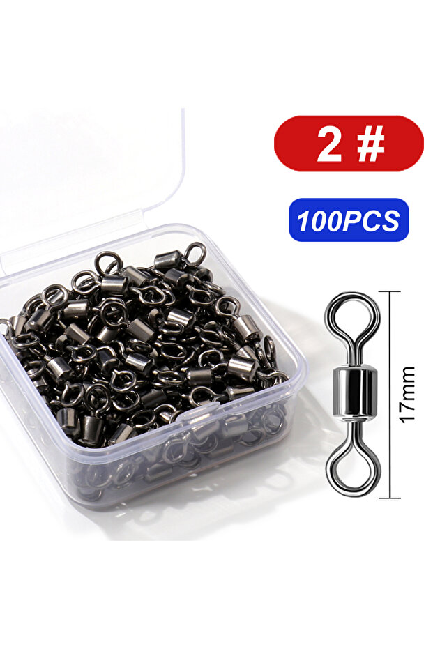 2 100Pcs 100Pcs Stainless Steel Bearing Rolling Connector Rotate Barrel Swivel Tackle Box Lure Line