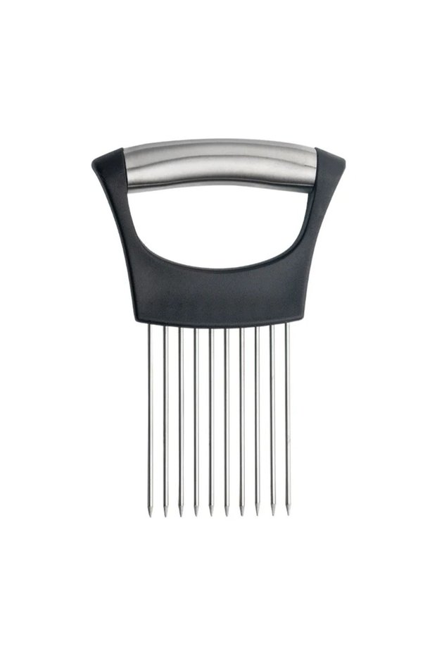 Black Stainless Steel Onion Cutter Holder Food Slicers Assistant Tomato Onion Slicer Holder Vegetabl