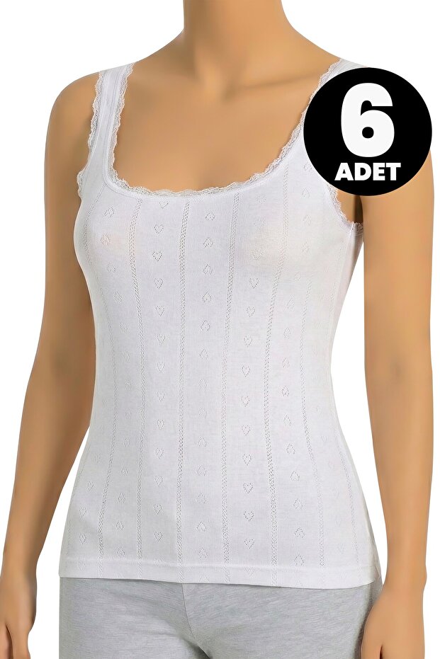 6-Piece Women's Ribbed Jacquard Tank Top (100% Cotton)