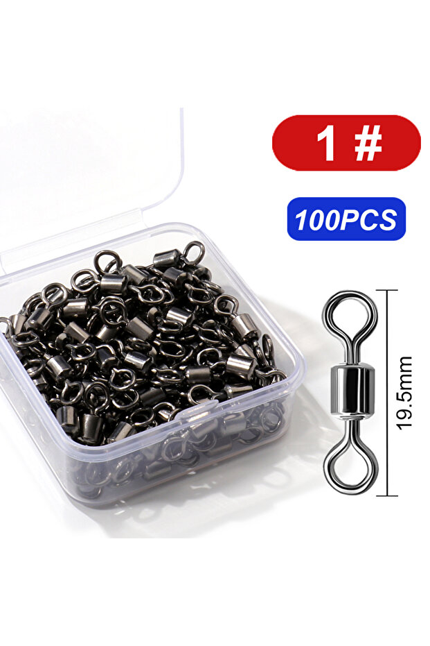 1 100Pcs 100Pcs Stainless Steel Bearing Rolling Connector Rotate Barrel Swivel Tackle Box Lure Line