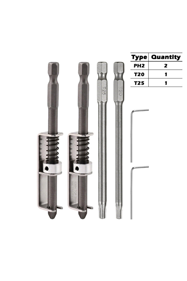 100 mm 2x PH2 1x T20 1x T25 iLMH Spring-loaded Screw Holder Bit, Anti-Drop Screw Fixing Bit Power To