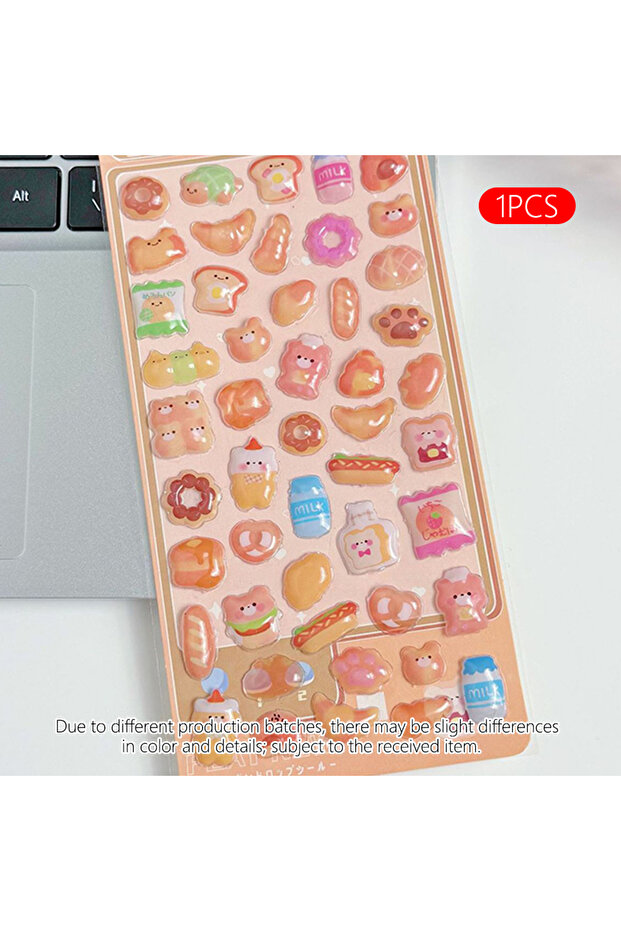 D-1PCS 1pc Cartoon-Themed 3D Embossed Diamond Stickers, PVC Craft Decals for Scrapbooking & Statione