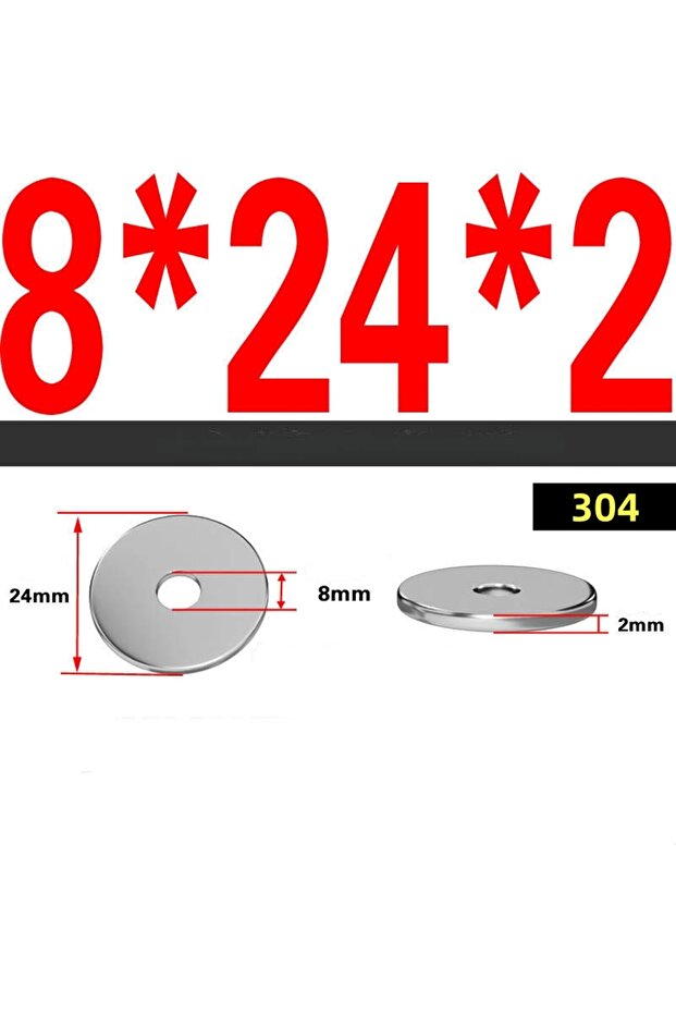 DPD-M8-10Pcs A2-70 304 SS وردات غسيل مسطحة كبيرة وعريضة مقياسية M3 M4 M5 M6 M8 M10 M12