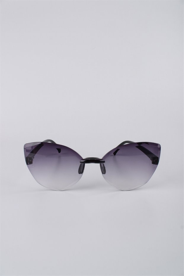 Girl's Cat Eye Frameless Gradient Glass Sunglasses Black Gg25Kzcocukre4