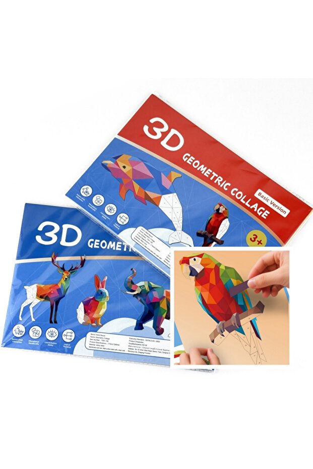2PCS 3D Geometric Heteroideus Animal Puzzle Stickers Puzzle Stress Relieving Block Drawing DIY Stick