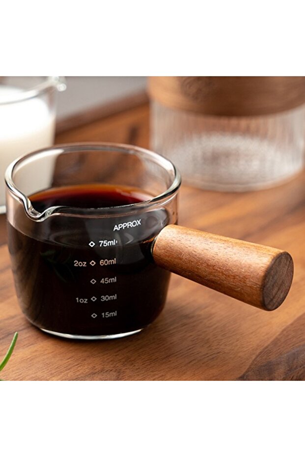 Single port Hot selling Wooden Handle Hand-brew Coffee Machine Single/double-mouth Glass Coffee Meas