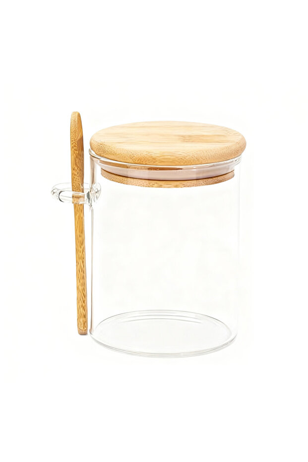 85x100cm 450ml High Borosilicate Glass Storage Jar with Spoon Airtight Food Container for Tea Coffee