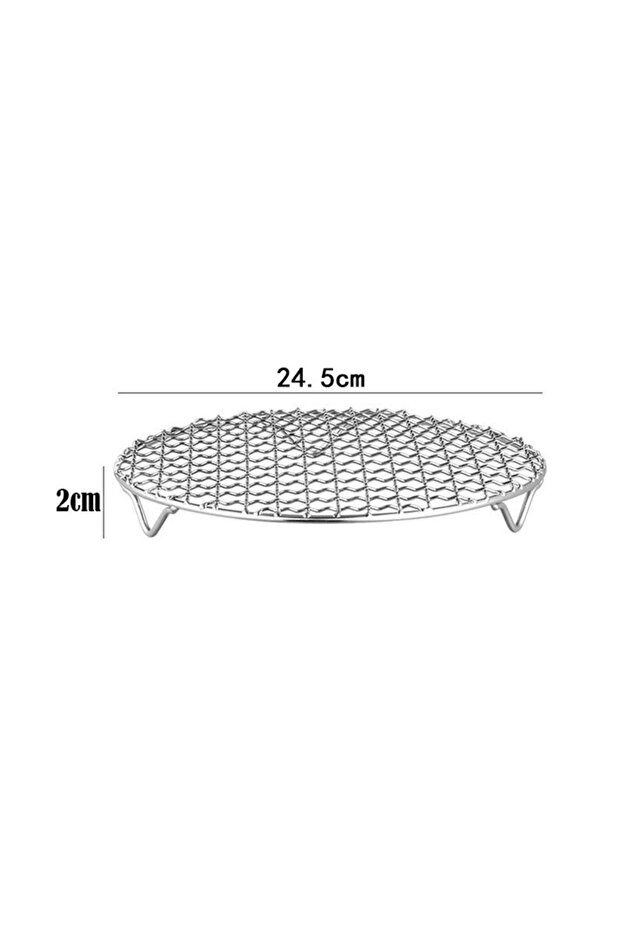 24.5cm Round Air Fryer Rack Stackable Stainless Steel Grid Grill BBQ Net with Foot Cooling Rack Stea