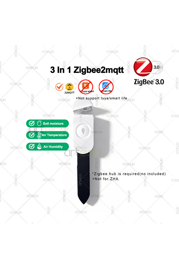 جهاز اختبار التربة 3 في 1 بتقنية Zigbee2mqtt، مستشعر رطوبة التربة، مقياس درجة الحرارة والرطوبة، مقياس الإضاءة والخصوبة