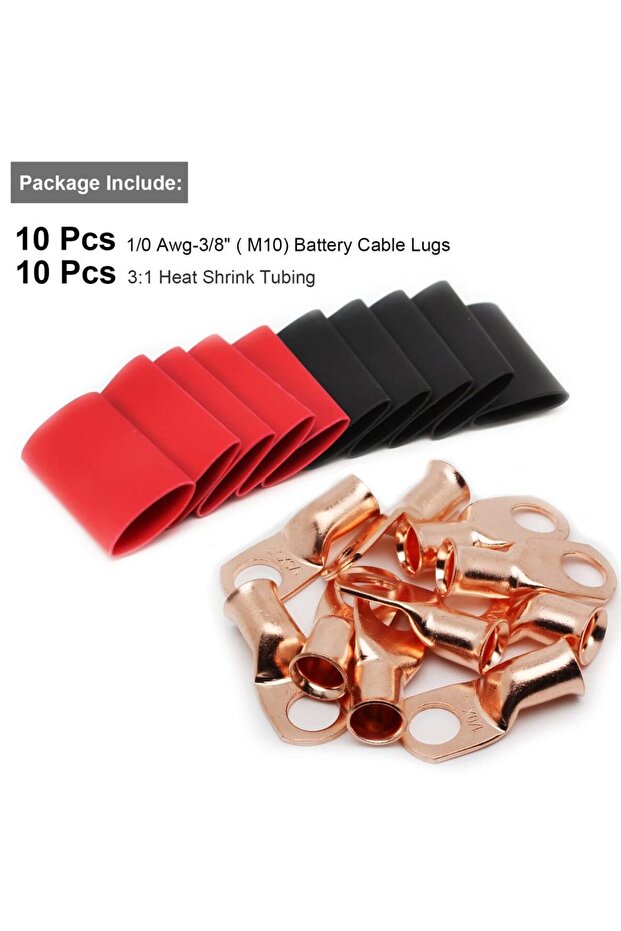 20pcs 10pcs 1/0 AWG-3/8 Battery Lugs Battery Cable Ends 0 Guage TerminalsBattery Terminal Connectors