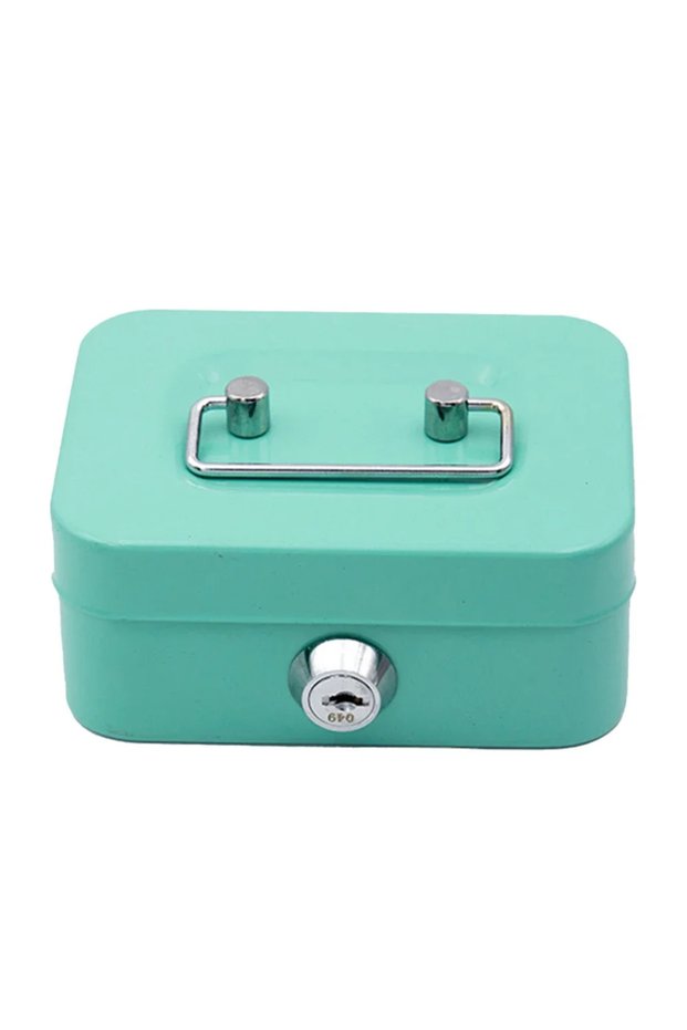 Green Metal Piggy Bank with Key Lock Coin Bank 4.53x3.78x2.28inch Coin Container Small Storage Box f