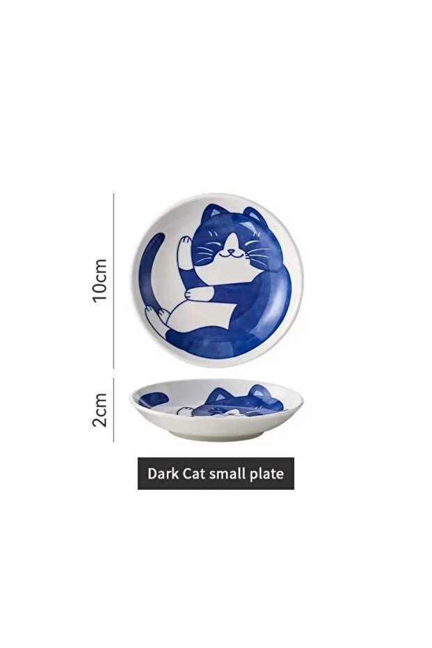 2x10cm C 1/4pack Japanese Small Plate Set Ceramic Cute Cats Design Appetizer Dessert Sushi Sauce Dis