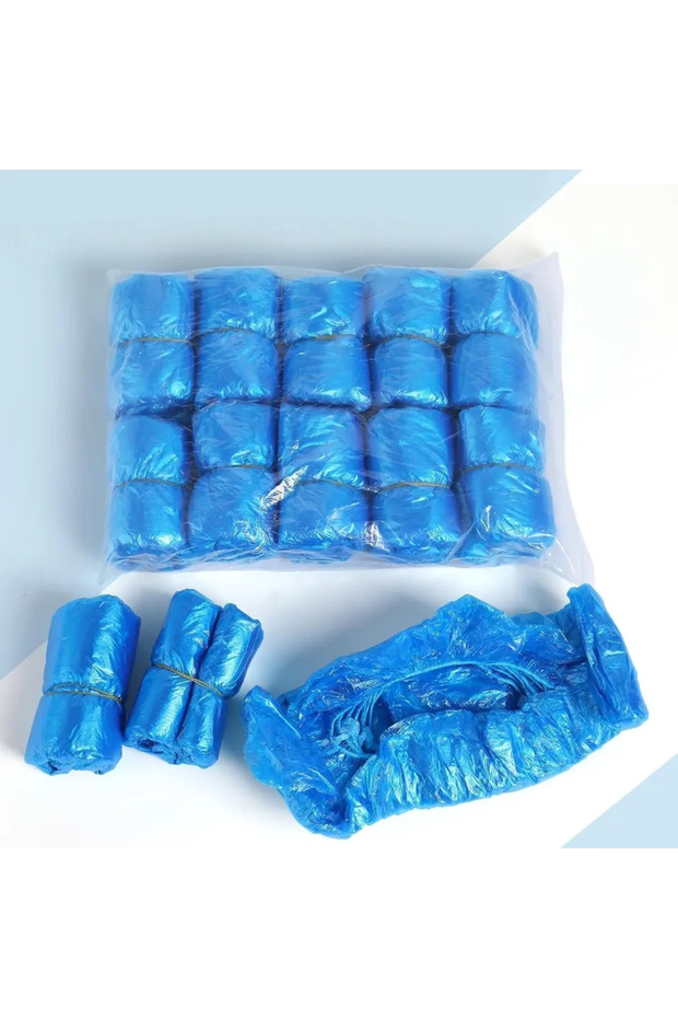 100pcs Blue 100-500PCS Portable Waterproof Boot Covers Plastic non-slip Wear Disposable Shoe Covers