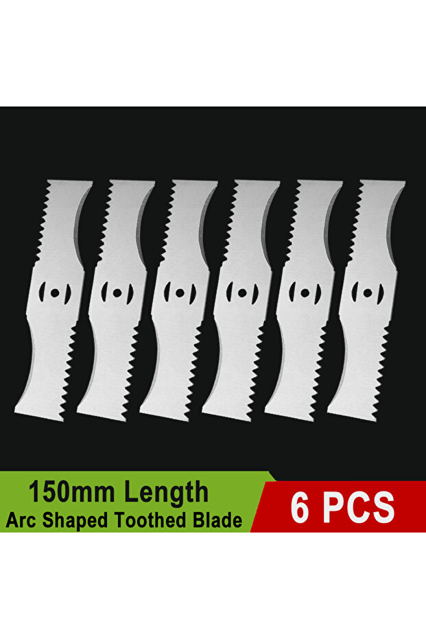 6PCS Blade 150mm Arc Shaped Toothed Blade Universal Fit for Small Lithium Battery Lawn Mowers Trimme