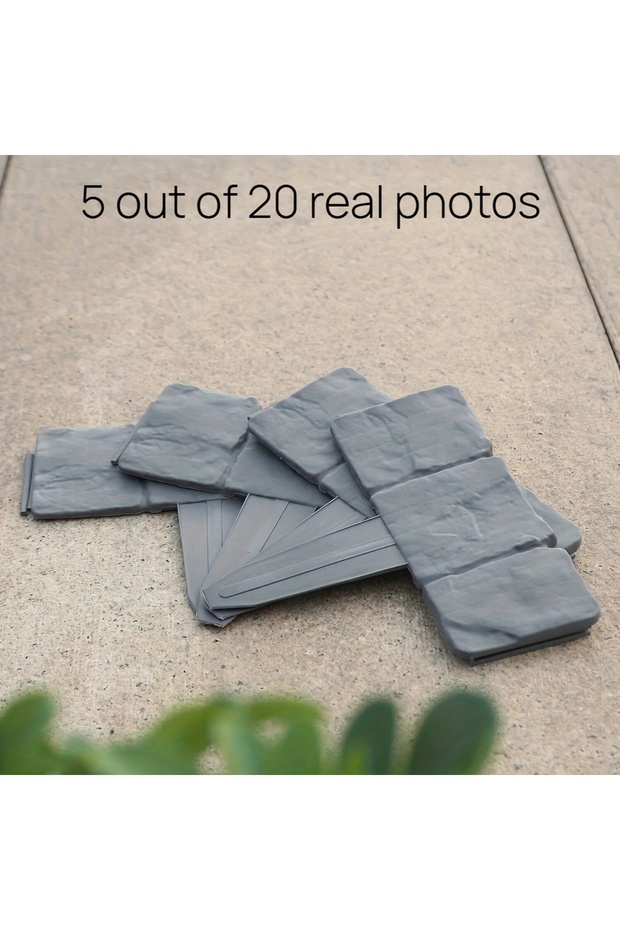 grey 20pcs 9.84inchx9.06i Assembleable Imitation Stone Plastic Fence20Packaged Outdoor Flower Bed De