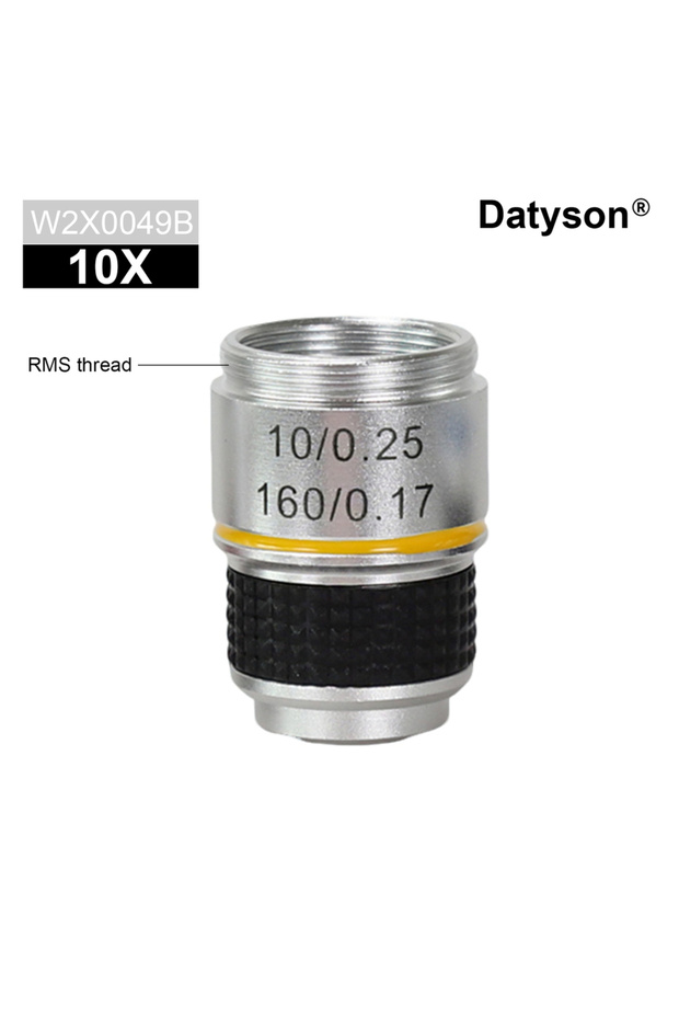 مجموعة عدسات مجهر داتيسون 10X (4X، 10X، 40X) من سبائك الألومنيوم بخيط RMS