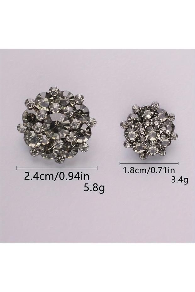 24mm Ink Green 4pcs 18/24mm Delicate Sparkling Full Rhinestone Flower-Shape Buttons For Luxury Cloth