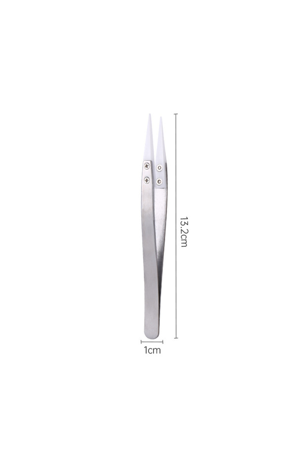 Straight 1pc Ceramic Tipped Stainless Steel Tweezers Tips Heat Pointed Resistant Tweezer Electronic