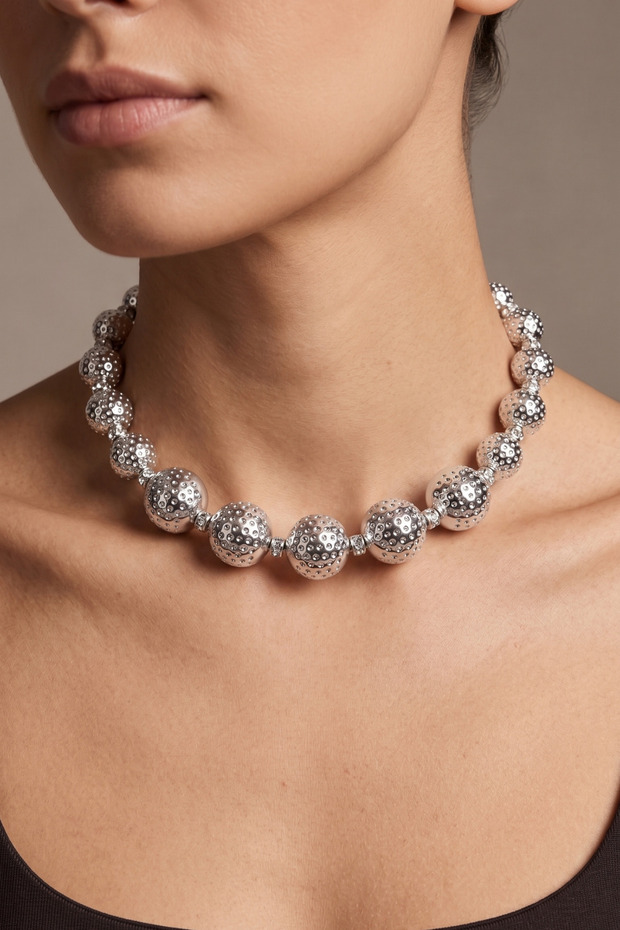 Metallic Ball Stone Choker Necklace