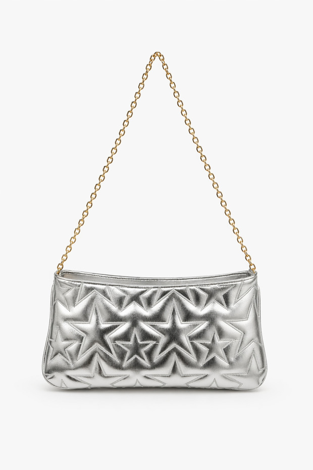 Silver Women's Star Embroidered Chain Strap Women's Shoulder Bag