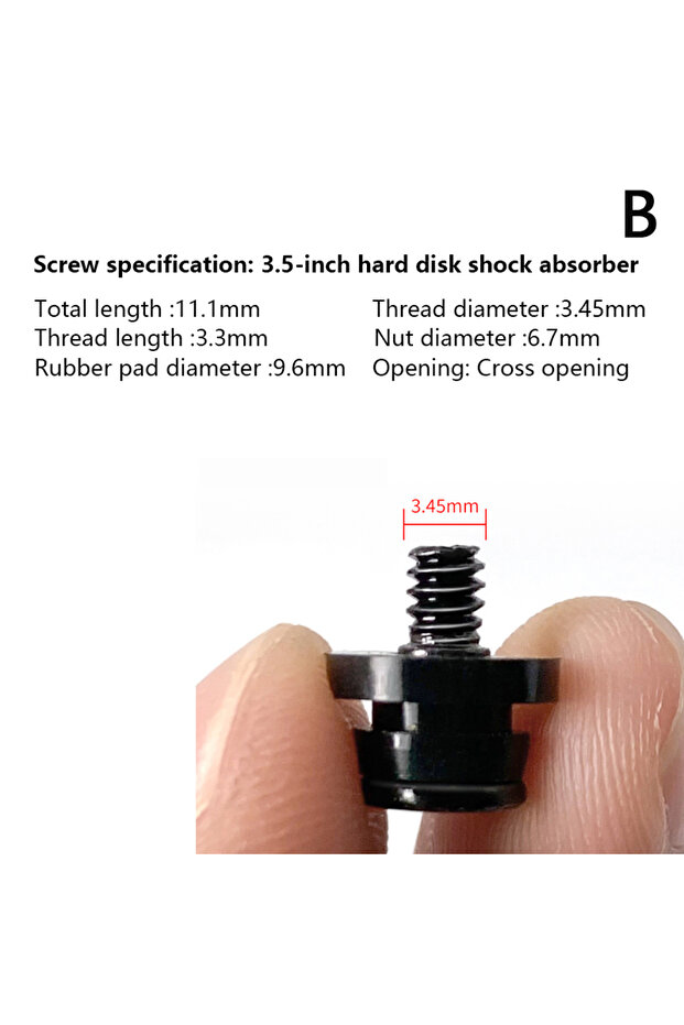 B 10pcs 2.5/3.5-inch Computer Case Shockproof Screws Shockproof Screws + Shock Absorption HDD Shock.
