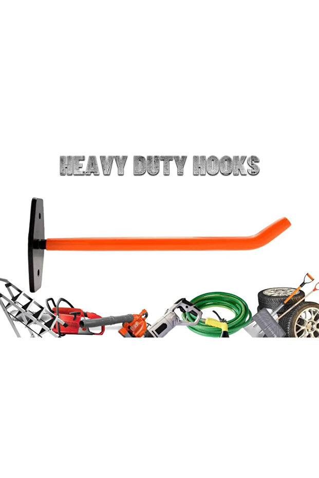 1pc orange 1pc Heavy Duty Garage Hooks - 88Lbs Capacity, Anti-Slip Coating,Carbon Steel Wall-Mounted