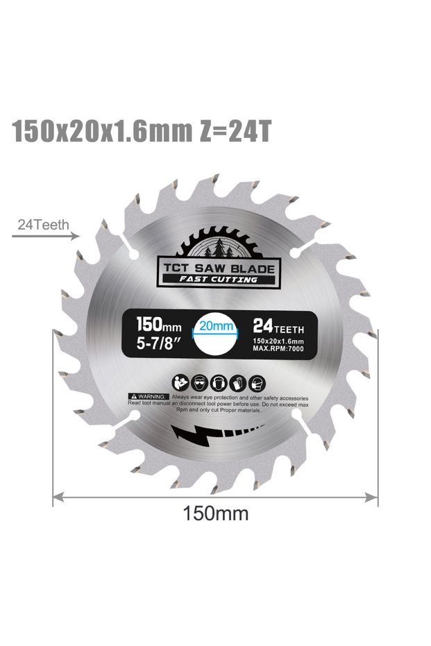 150x1.6x20x16T XCAN 1PC 150mm TCT Circular Saw Blade 16/24/30T Carbide Saw Blade Bore 20mm Woodworki