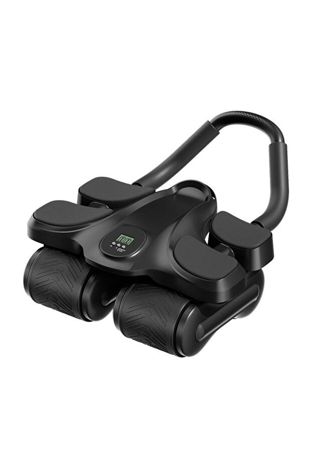 Automatic Rebound Ab Roller with Timer, 4-Wheel Core Trainer with Elbow Support & Mobile Holder