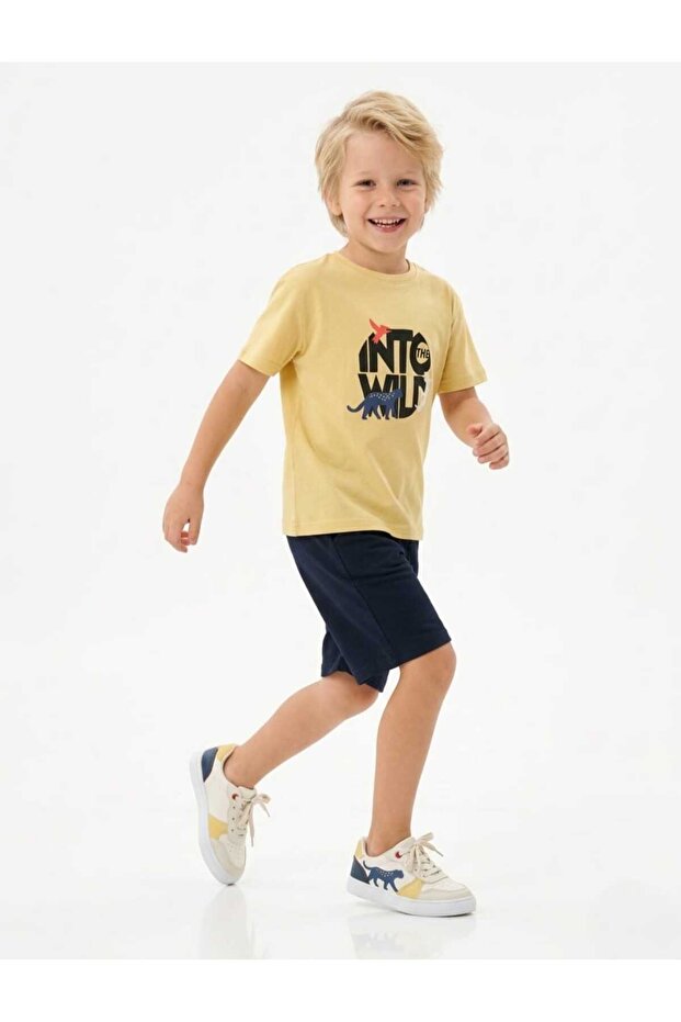 Printed Front-Printed Combed Cotton Shorts Set