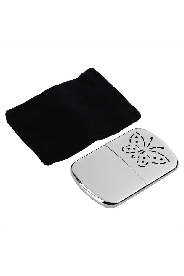 silver Zinc Alloy Portable Pocket Liquid Fuel Burner Hand Warmer Indoor Outdoor Small Heater