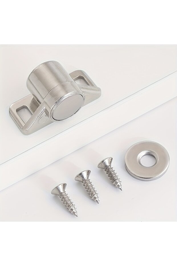 4pack Magnetic Cabinet Catches with Metal Finish, Magnet Door Latch for Kitchen Cabinet and Wardrobe