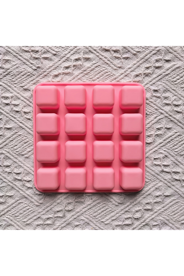 قالب سيليكون مربع الشكل 16 تجويفًا من 011pink، قطعة واحدة، لتزيين الكيك والحلويات والشوكولاتة والبودنج بنفسك