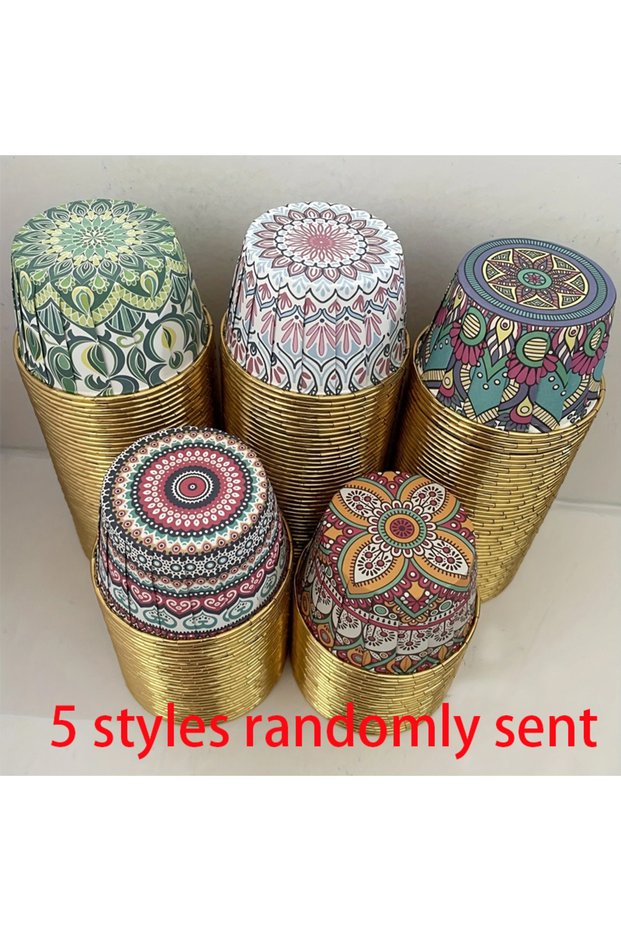 50 Pieces of Random Items 50Pcs Bohemian Cake Cups, Heat-Resistant and Oil-Proof Paper Cups, Suitabl