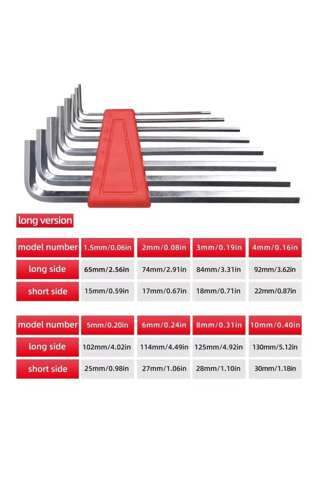 8pcs long 5/8/11 Pcs Allen Wrench Metric Wrench Inch Wrench L Wrench Keys Size Allen Key Automotive