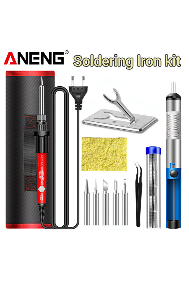 ANENG SL104 Red EU 12 set ANENG Electric Soldering Iron SL105 Digital Display Adjustable Temperatur