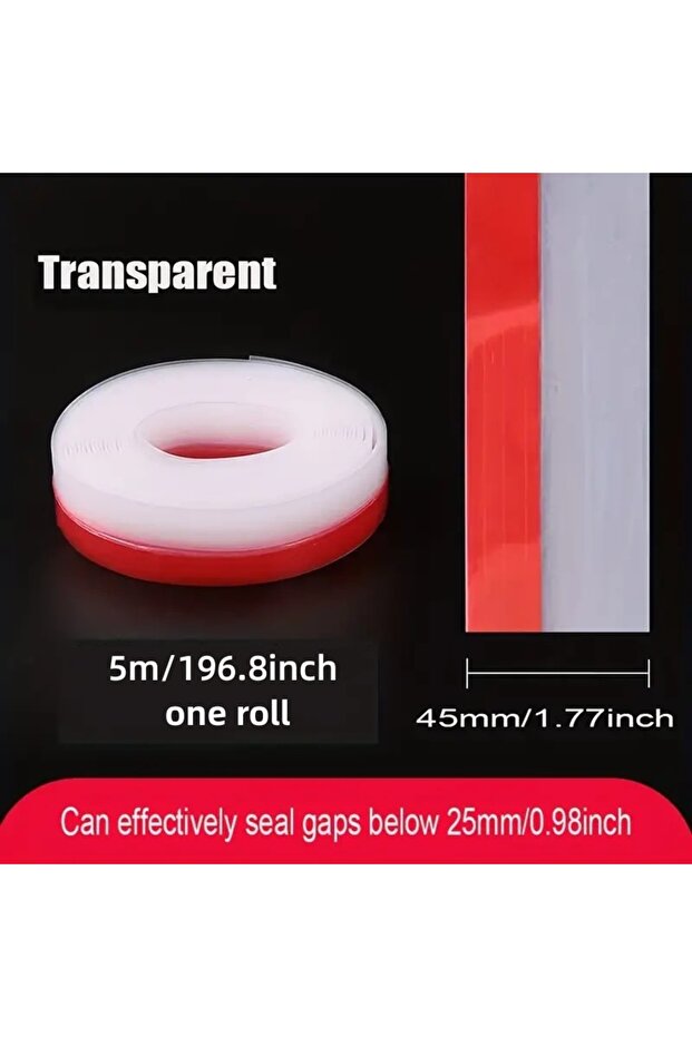 clear 45mmx5mx2pc Silicone Weather Stripping Seal Door Tape , Weatherproof Soundproof for Door Frame