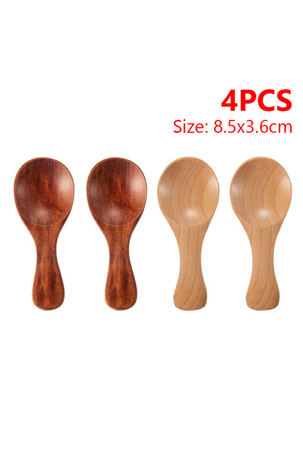 Mixed Color-4pcs 4/2/1pcs Mini Wooden Spoons Kitchen Condiment Spoon Coffee Sugar Teaspoons Kids Sh