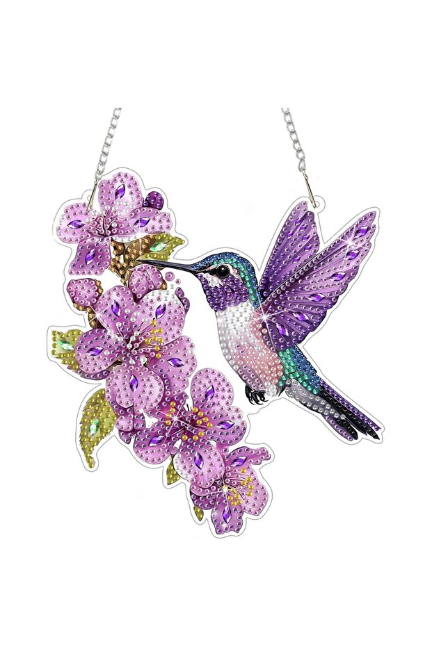 WHITE 2D Flat, DIY Hanging Diamond Art Set for Adults, Hummingbird Diamond Painting Set, Special Sha