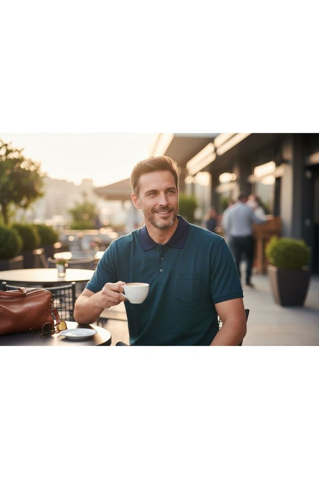 Men's Regular Fit Plain Polo Collar Cotton Combed T-Shirt