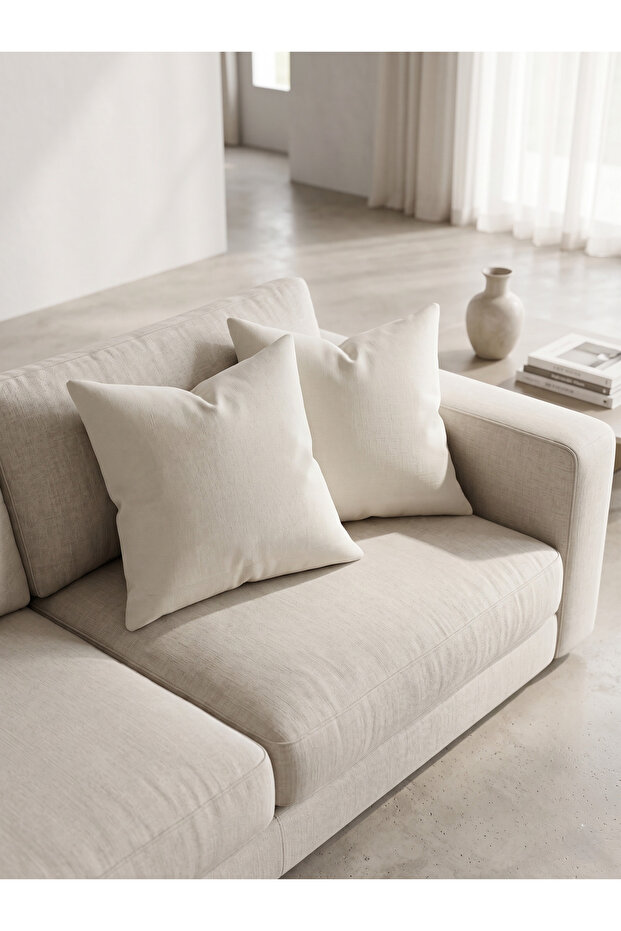 Set of 2 Throw Pillow Covers 45X54 cm 100% Cotton Canvas Fabric Decorative Throw Pillow Cover with Hidden Zipper