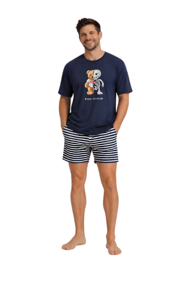 Men's Printed Shorts Cotton Summer Pajama Set