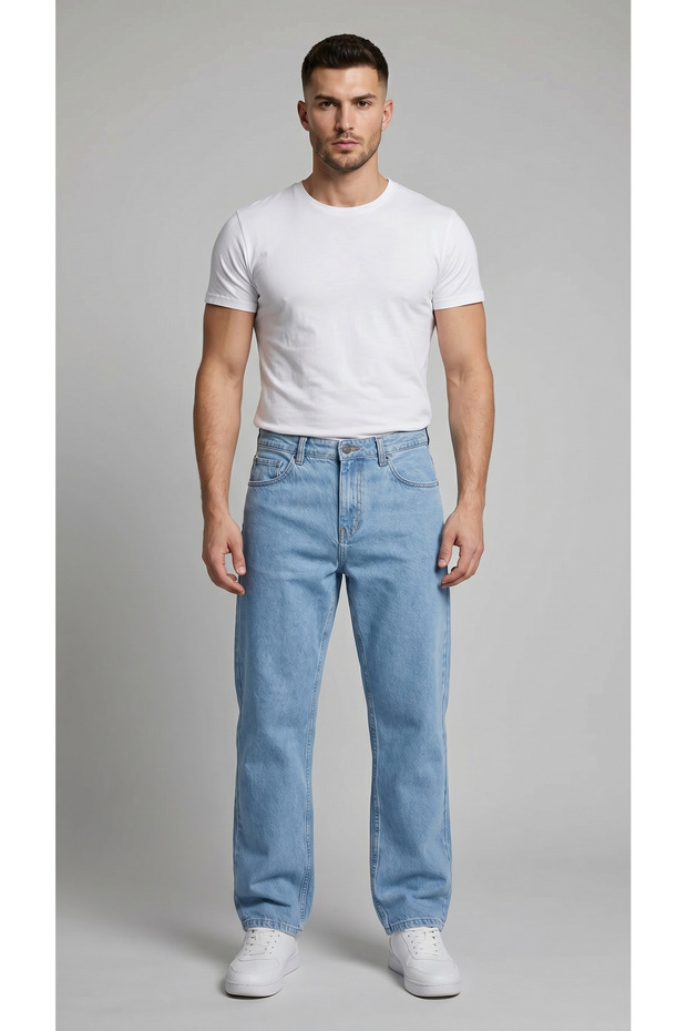 Men's 100% Cotton Baggy Jeans