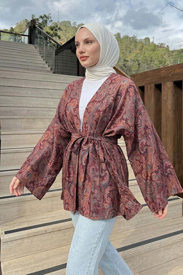 شال كيمونو بنمط حزام 2375 - MÜRDÜM
