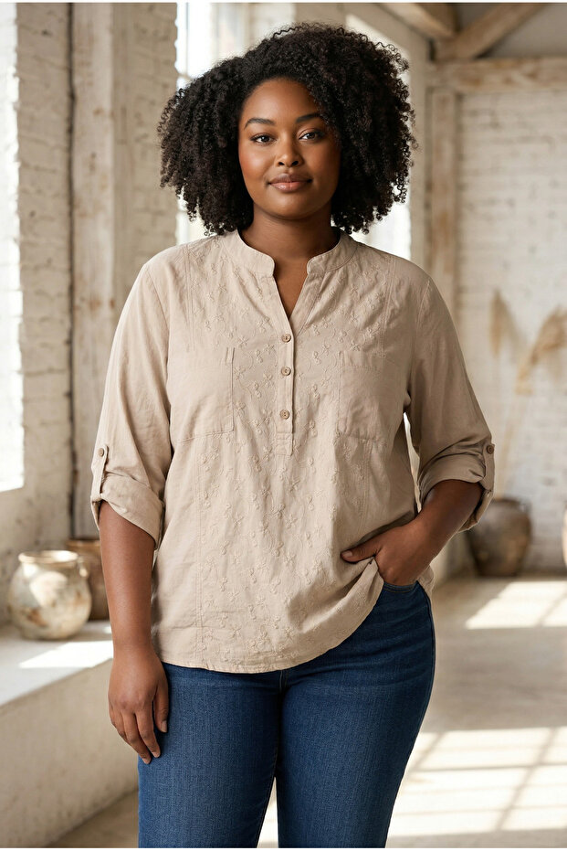 Women's Plus Size Cotton Shirt