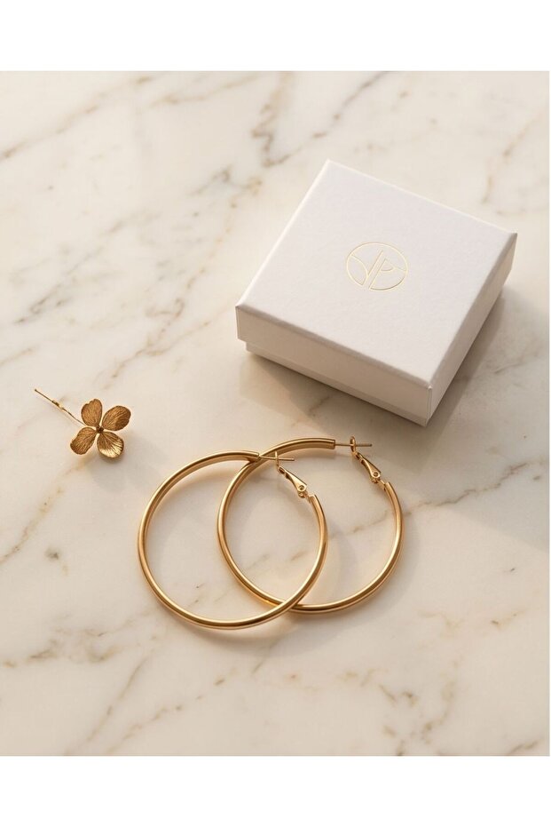 Thick Medium Size Hoop Earrings