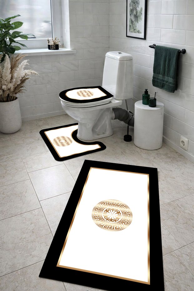 Patron B-222 Non-Slip Base Triple Bathroom Set, Machine Washable, a Quality Product