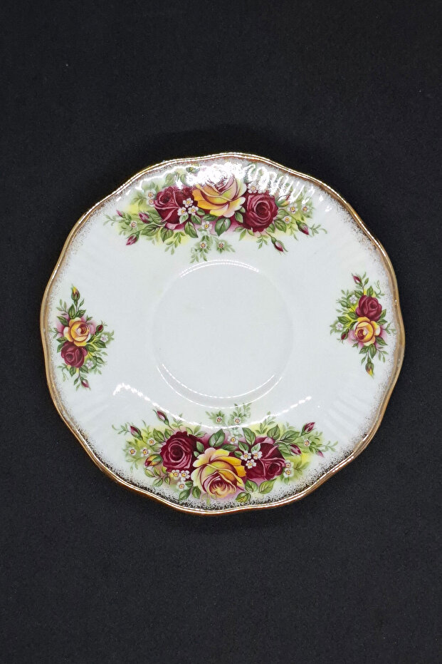 Rosina China Queen's Yellow Red Floral Cup Saucer 12.5 cm