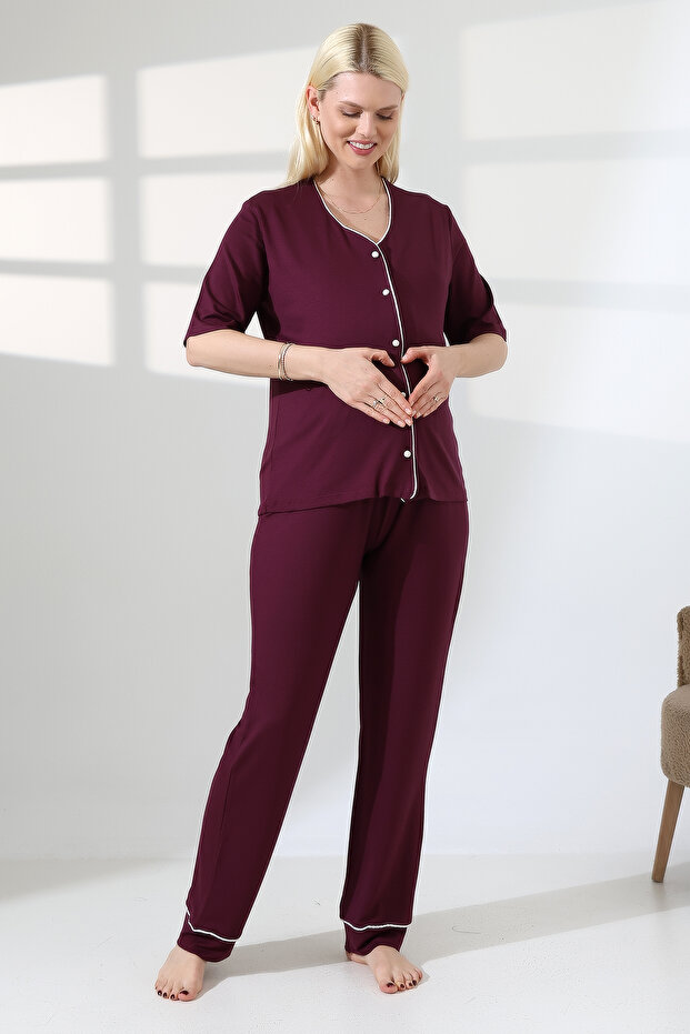Pregnant Lahusa Plum Pajama Set