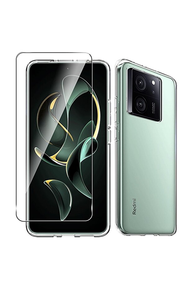 حافظة Redmi K60 Ultra من السيليكون الشفاف الناعم + مجموعة زجاجية لحماية الشاشة من النانو